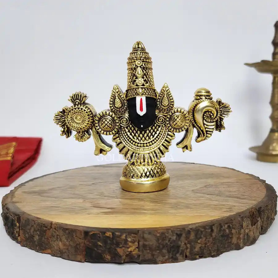 Antque gold Plated lord balaji idol 3.5 inch 