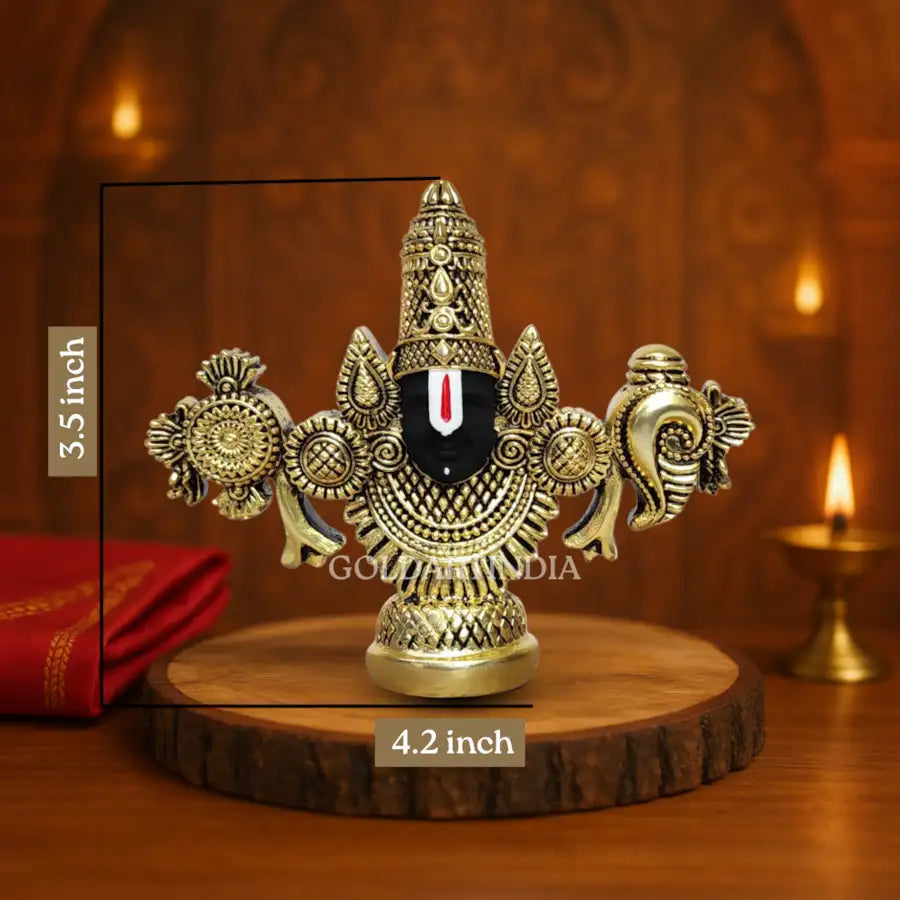 Antque gold Plated lord balaji idol 3.5 inch 