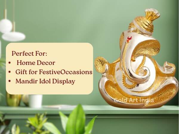 gold and silver Ganesha idol  for home decor 