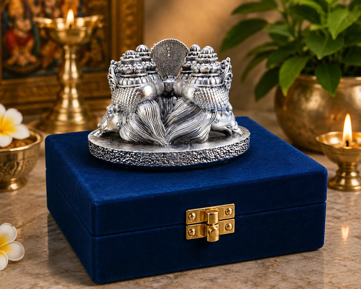 999 Silver Plated Panchmukhi Hanuman Bust Idol | 3 Inch Antique Finish