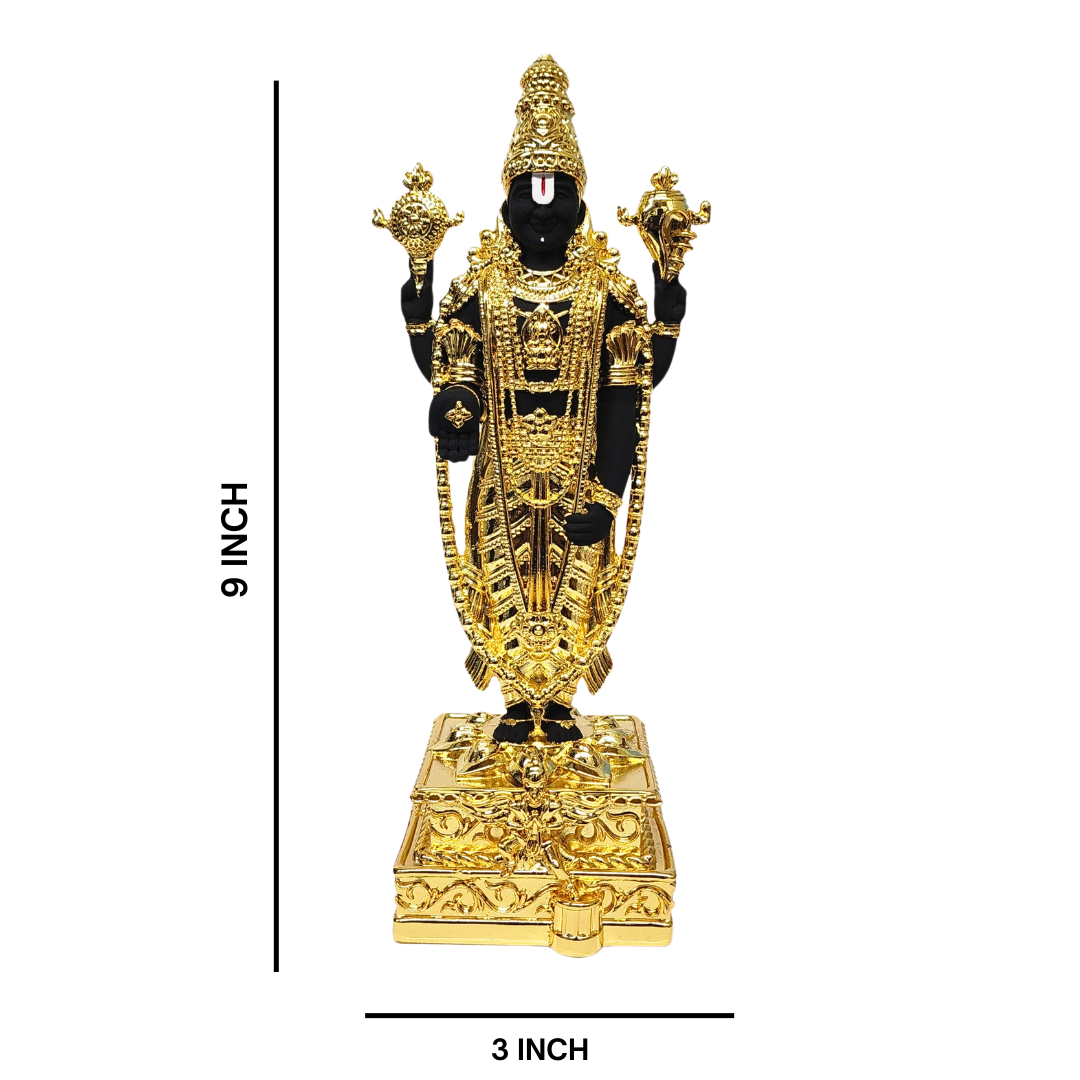 Gold Plated Black Terracotta Garud Balaji Idol Hx9 Wx3