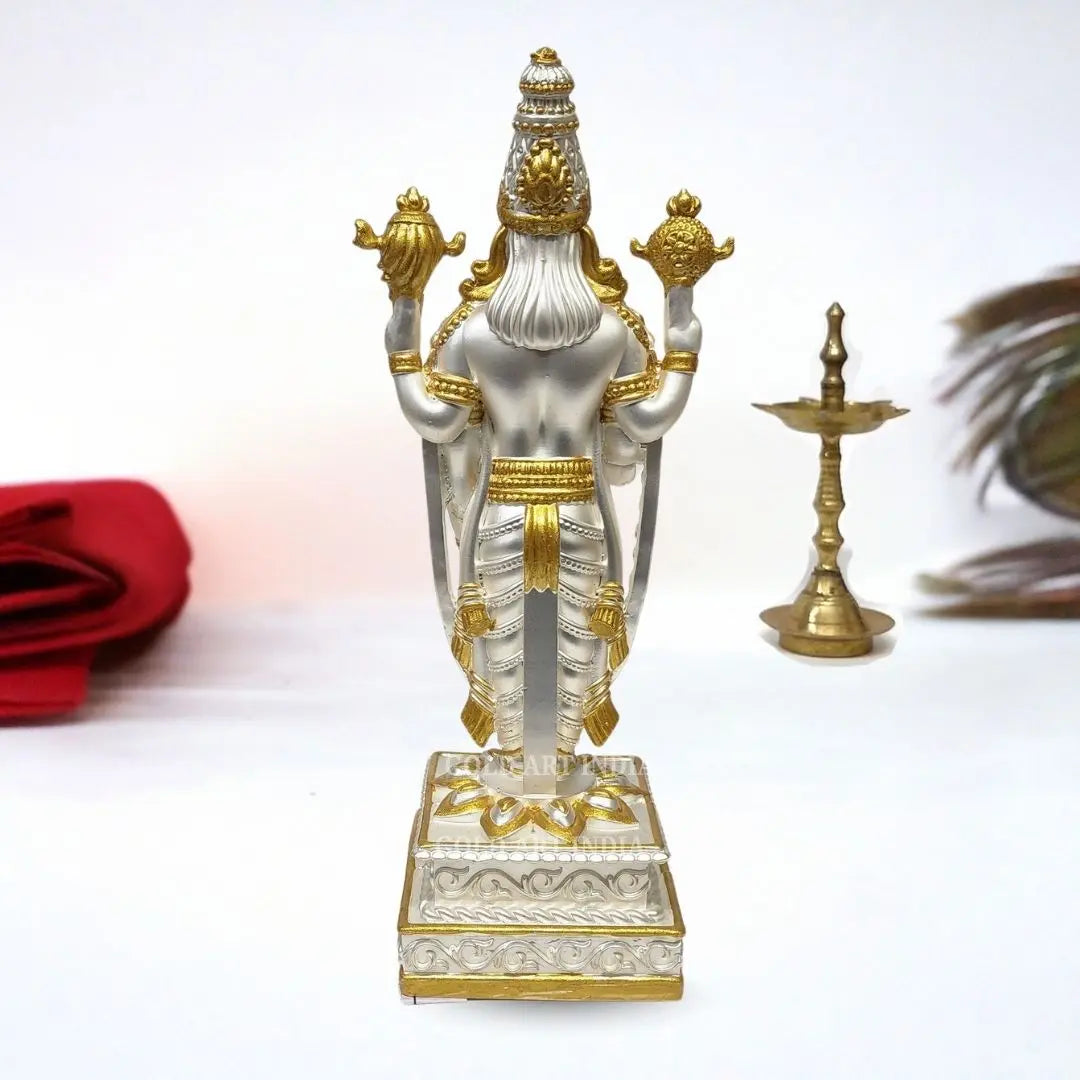 Silver-and-gold Plated Lord Venkateswara statue back view