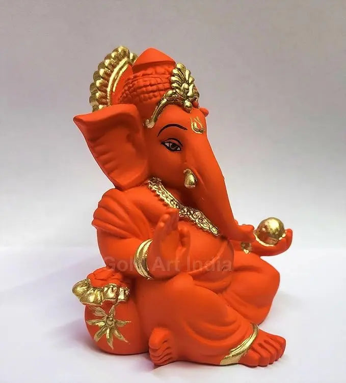 Gold Art India Gaddi Ganesha orange color for car front picture