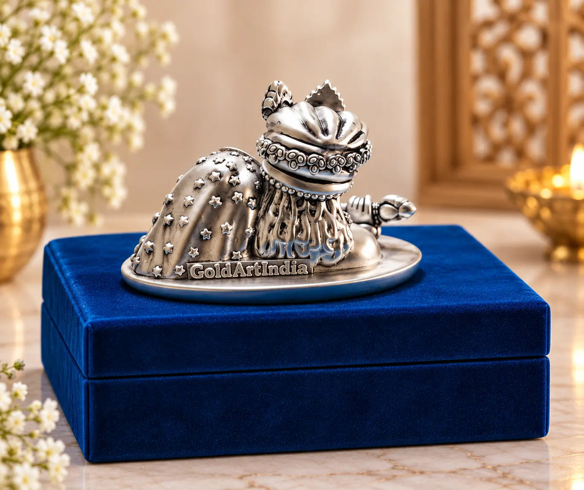 Radha Krishna Silver Plated Idol | Beautifully Crafted Hindu God Statue for Home Temple, Office & Gifting