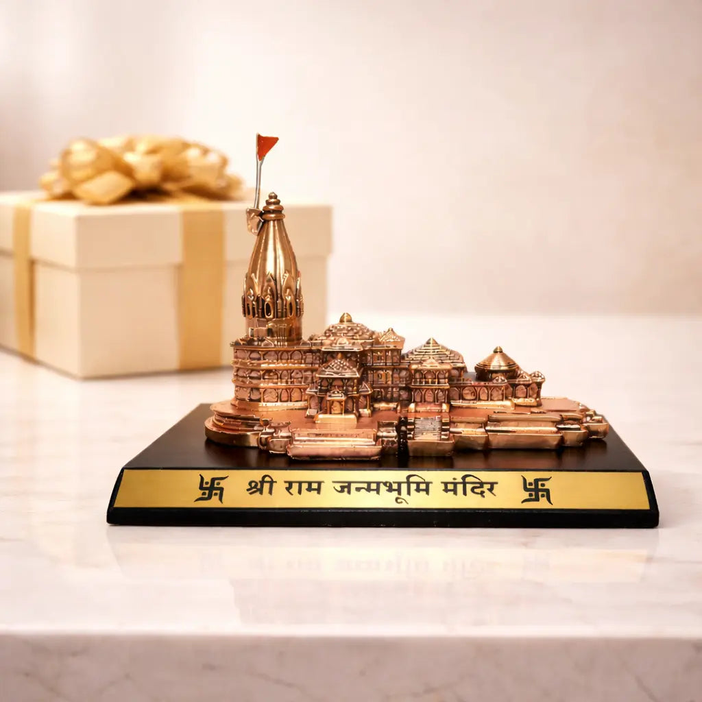 Ayodhya Ram Mandir Miniature – Copper Antique Matte Finish | Temple Replica by Gold Art India