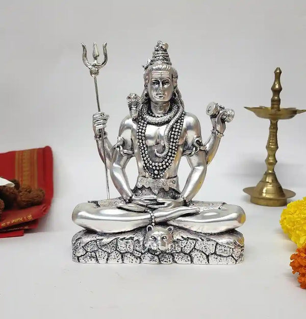 Lord Shiva Idol – Silver Plated Matte Finish | Gold Art India