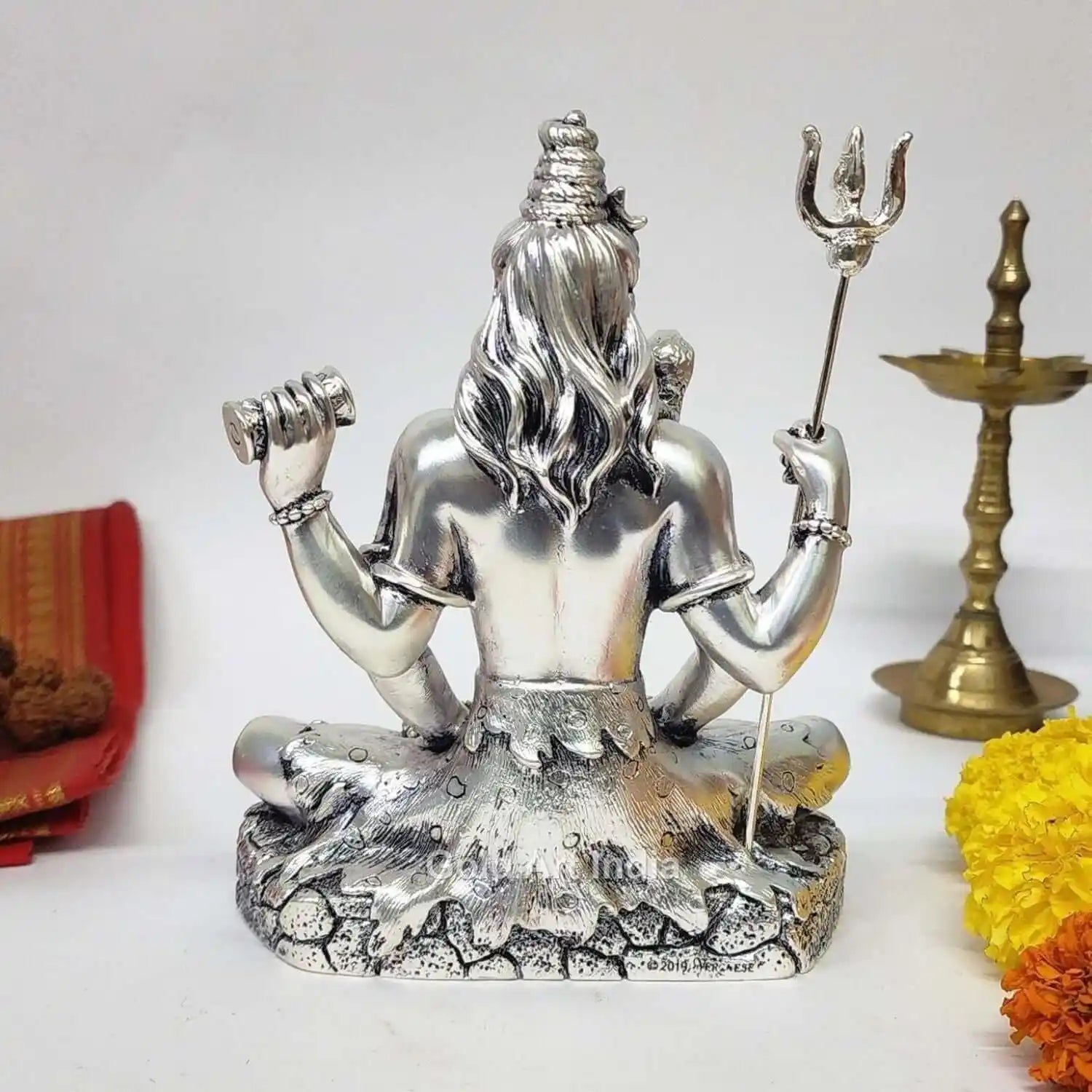 Back View of Silver-Plated Shiva Idol