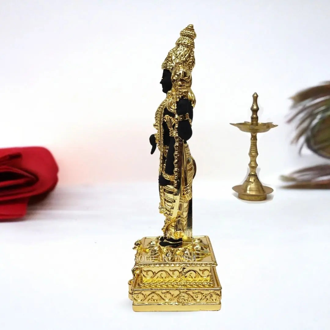Side view Gold Plated Black Terracotta Garud Balaji Idol 