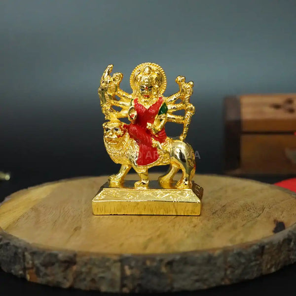 Ambe MATA Idol – Small Murti with Red & Green Attire 2.7 inch | Gold art India