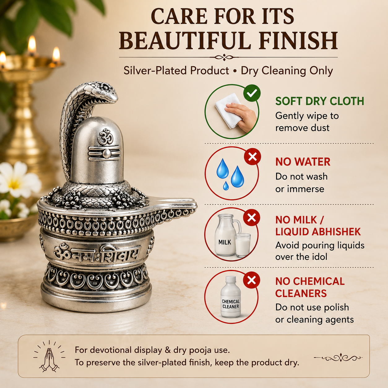 Gold Art India 999 Silver Plated Antique Shivling with Naag – 3 Inch Lord Shiva Shivling Idol
