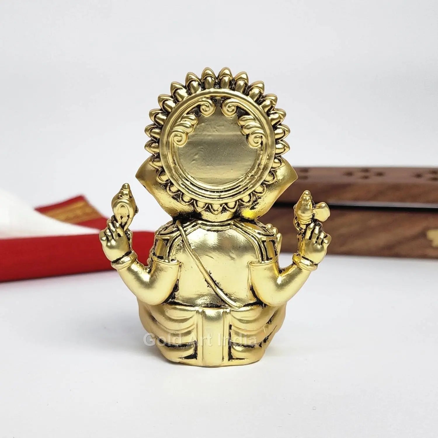 ganesh murti for home decor poly resin 3.7 inch back image