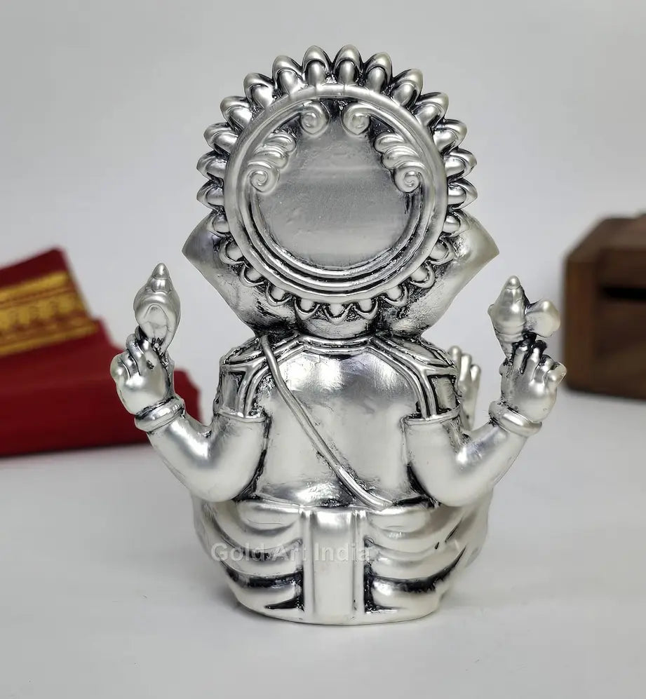 handcrafted silver plated ganesha idol india back image
