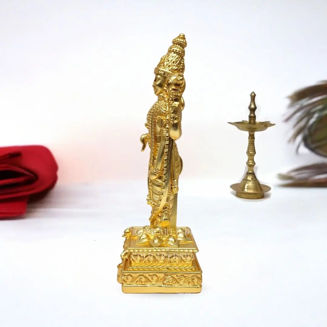 gold plated lord balaji idol side view  