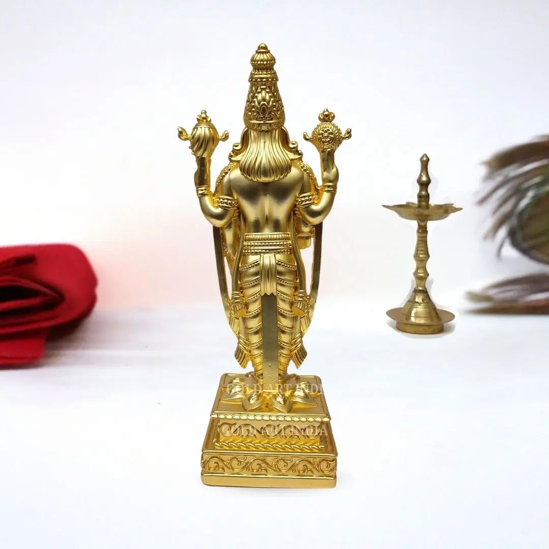 gold plated lord balaji idol back view  