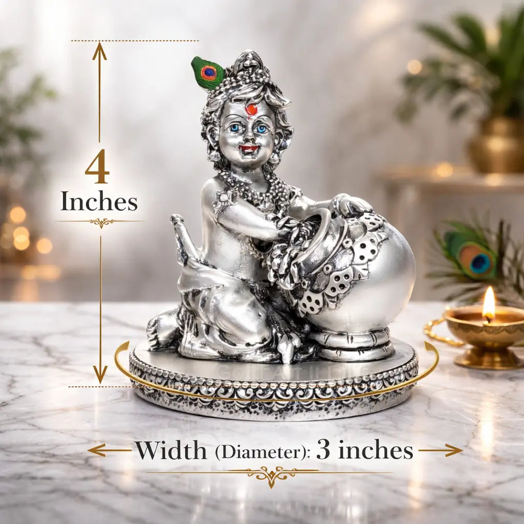 Makhan Krishna idol – rear view – Gold Art India