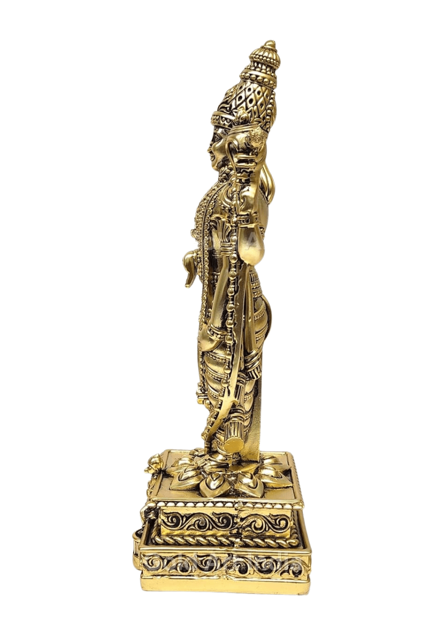 Lord Venkateshwara idol in gold antique finish, a decorative piece for home temples and spiritual decor.