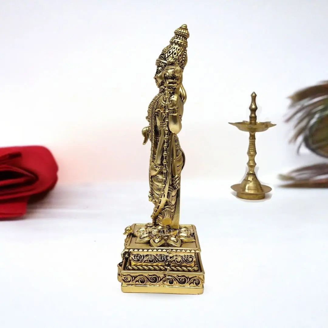 Lord Venkateshwara idol in gold antique finish, a decorative piece for home temples and spiritual decor.