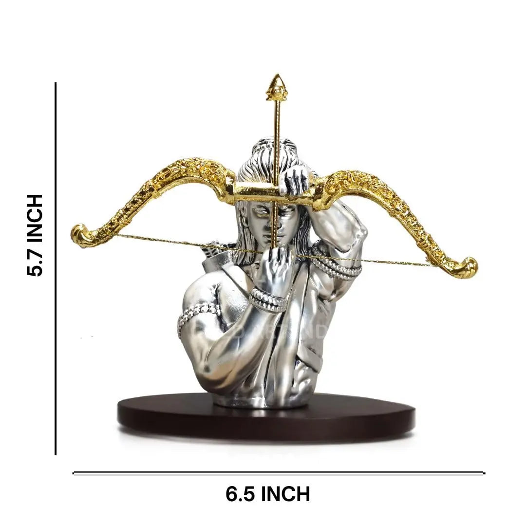 Lord Ram Idol with Bow & Arrow – 999 Silver Plated, Antique Matte Finish (5.7 Inch)